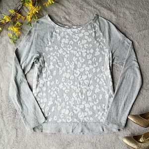Ann Taylor LOFT Grey & White Animal Print Sweater
